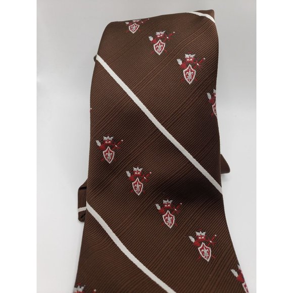 Vintage Brown W/ armour in Stripe Golden Clasp by Prince Consort 60's Poly Tie - Picture 8 of 8